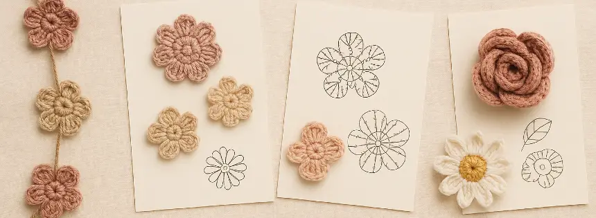 Patrones de motivos florales a crochet
